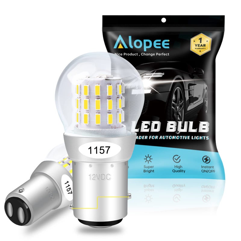 Alopee 2-Pack 1157 LED Bulb White 12V-15V DC BAY15D Bulb 39SMD 3014 Chip Waterproof High Brightness for Reverse Backup Lights Compatible with 2357 7528 2057 - Image 1